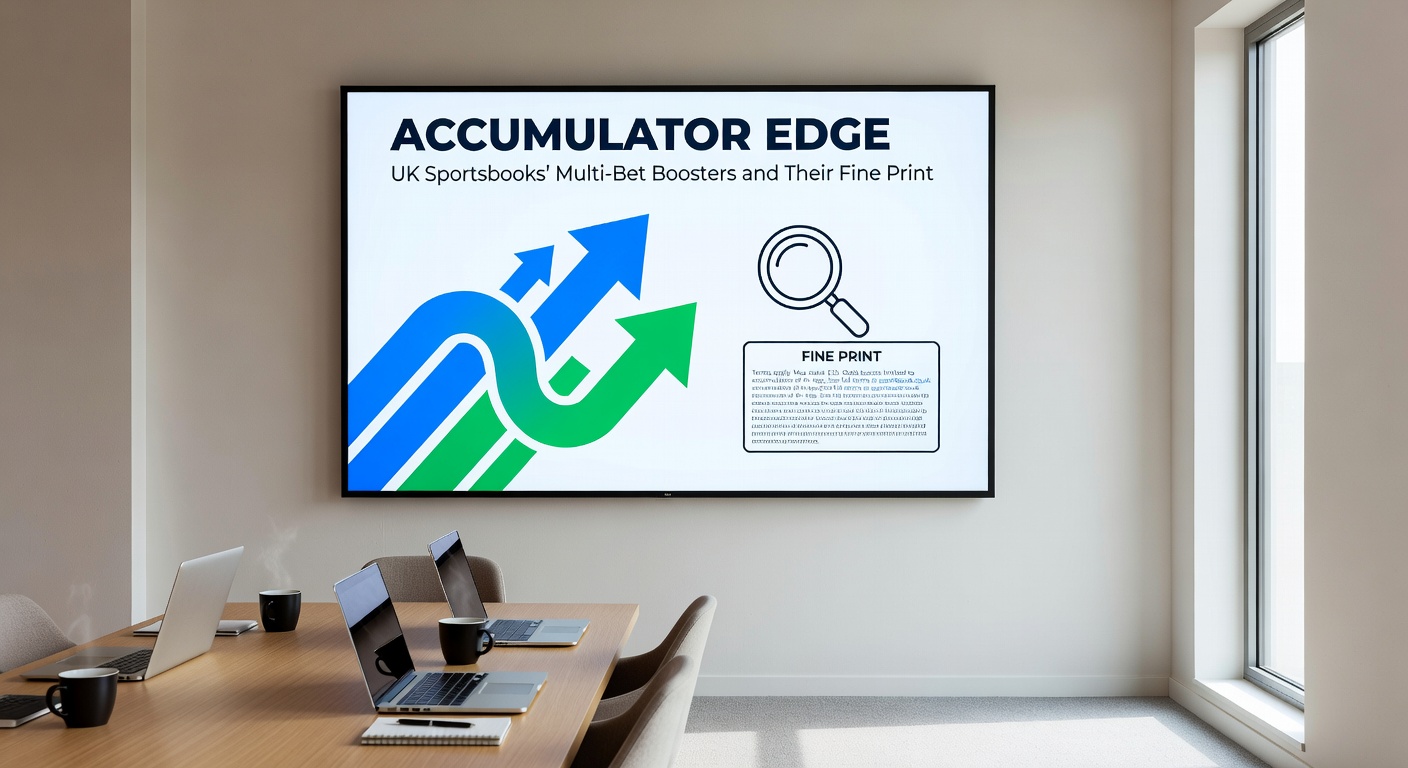 Close-up of a smartphone screen displaying an accumulator bet slip with booster percentage applied, alongside fine print terms scrolling below