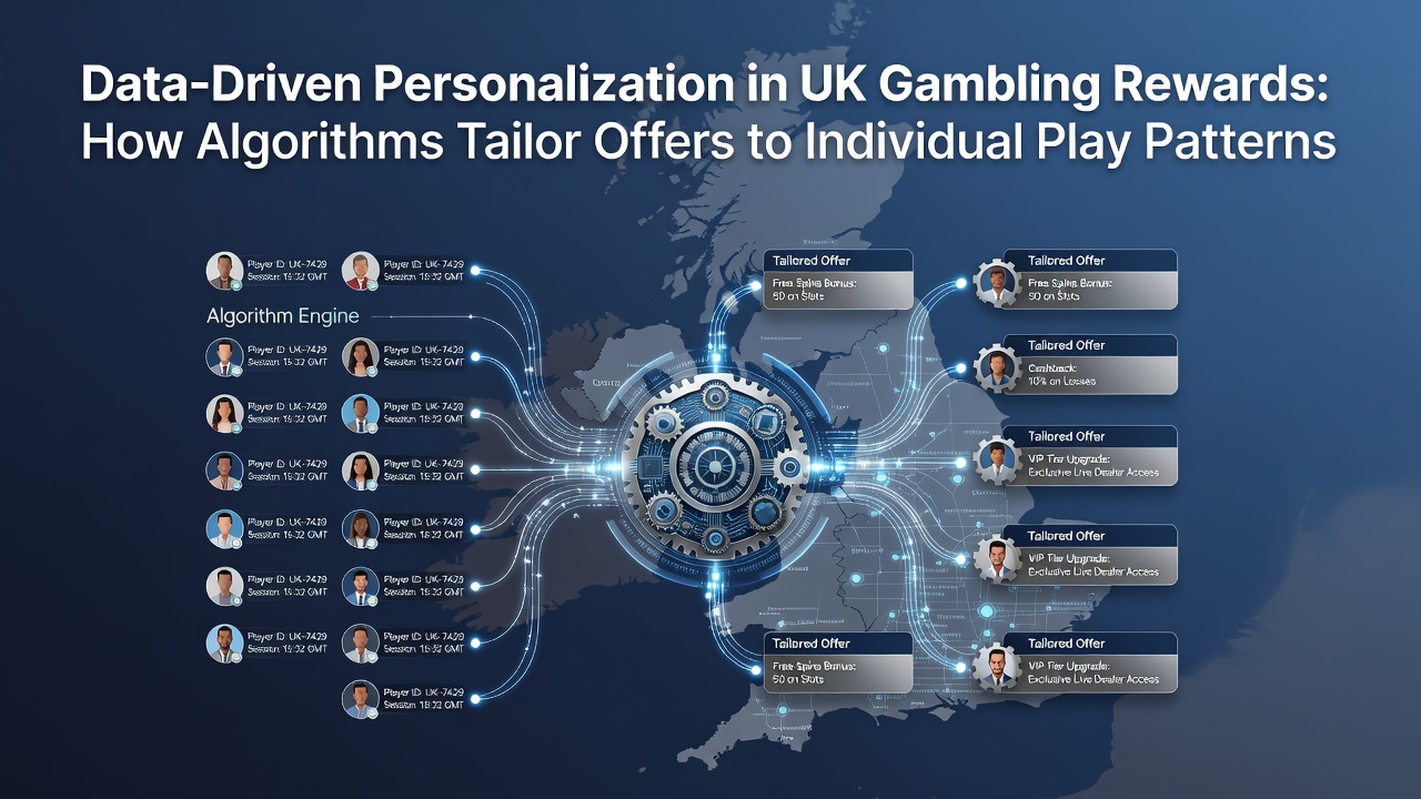 Visualization of data streams feeding into gambling reward algorithms showing player patterns and personalized offers