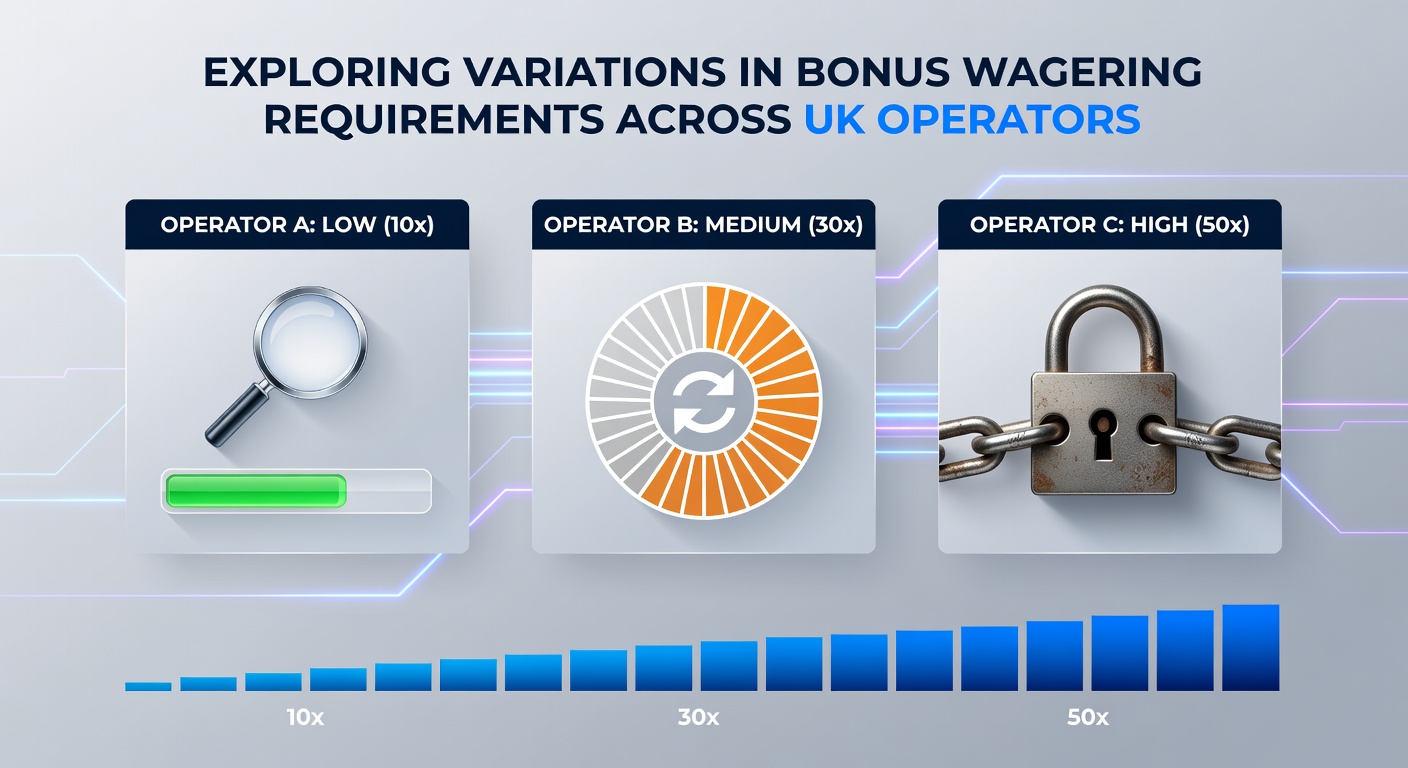 Comparison chart showing different wagering multipliers used by major UK betting operators
