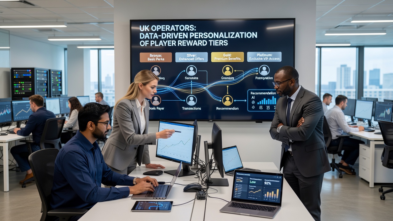 Data analytics dashboard showing player reward tier personalization in UK gambling operations