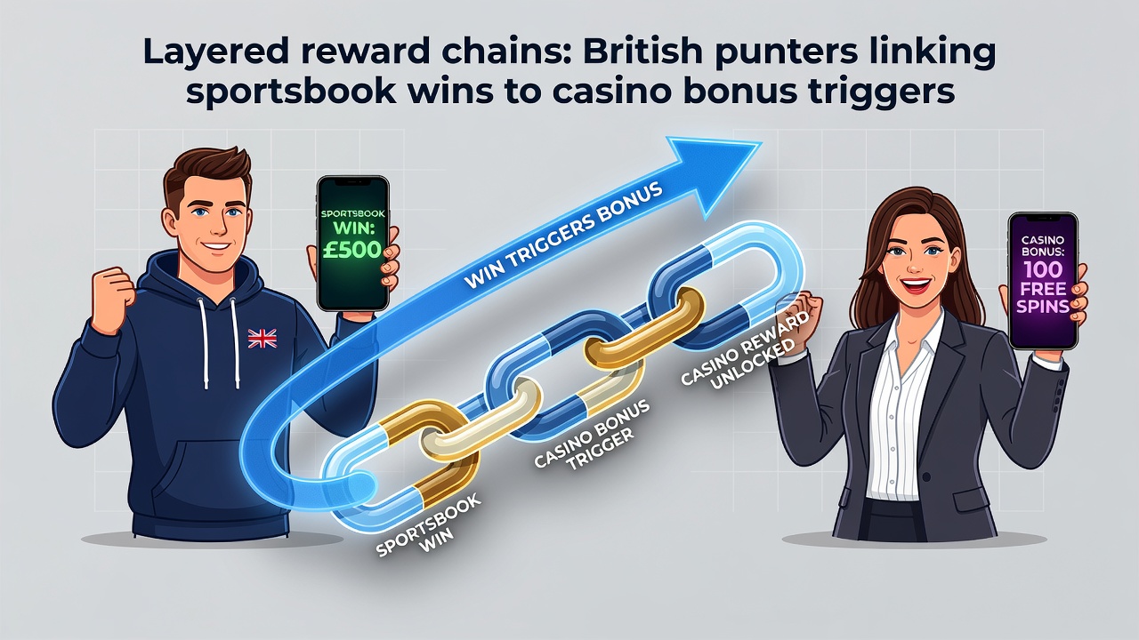 British punters reviewing layered reward chains on sportsbook and casino platforms