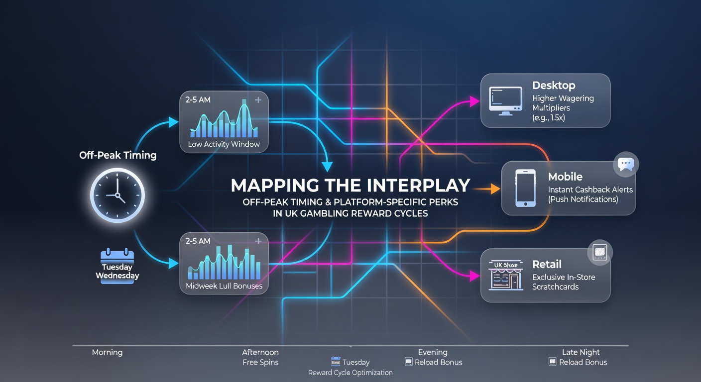 Visual representation of UK gambling reward cycles highlighting off-peak timing patterns and device-based perks across platforms