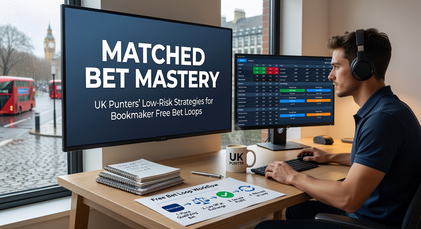 UK punter analysing bookmaker odds on multiple screens for matched betting opportunities