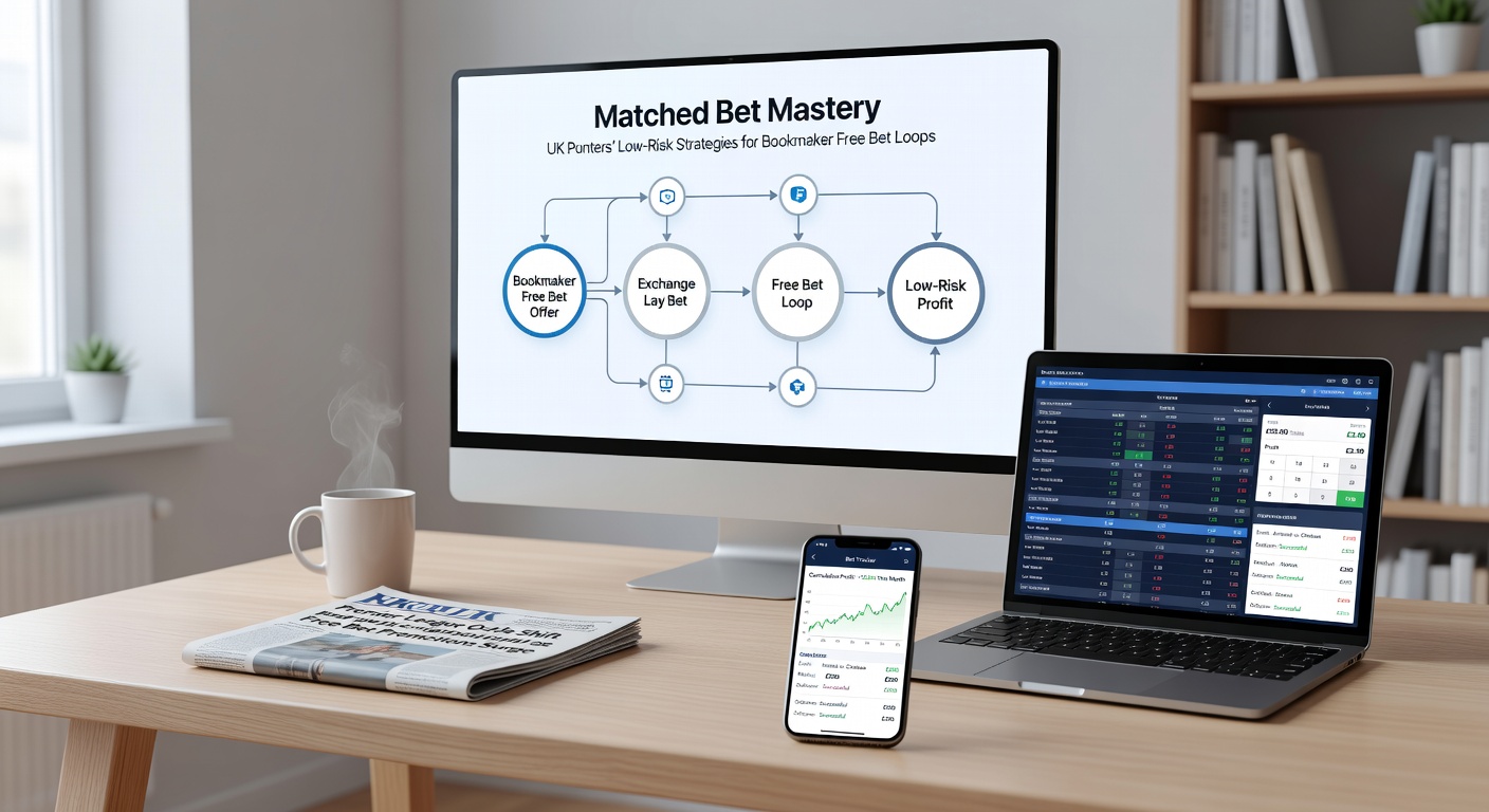 Screenshot of matched betting calculator showing back, lay stakes, and projected profit for a free bet loop