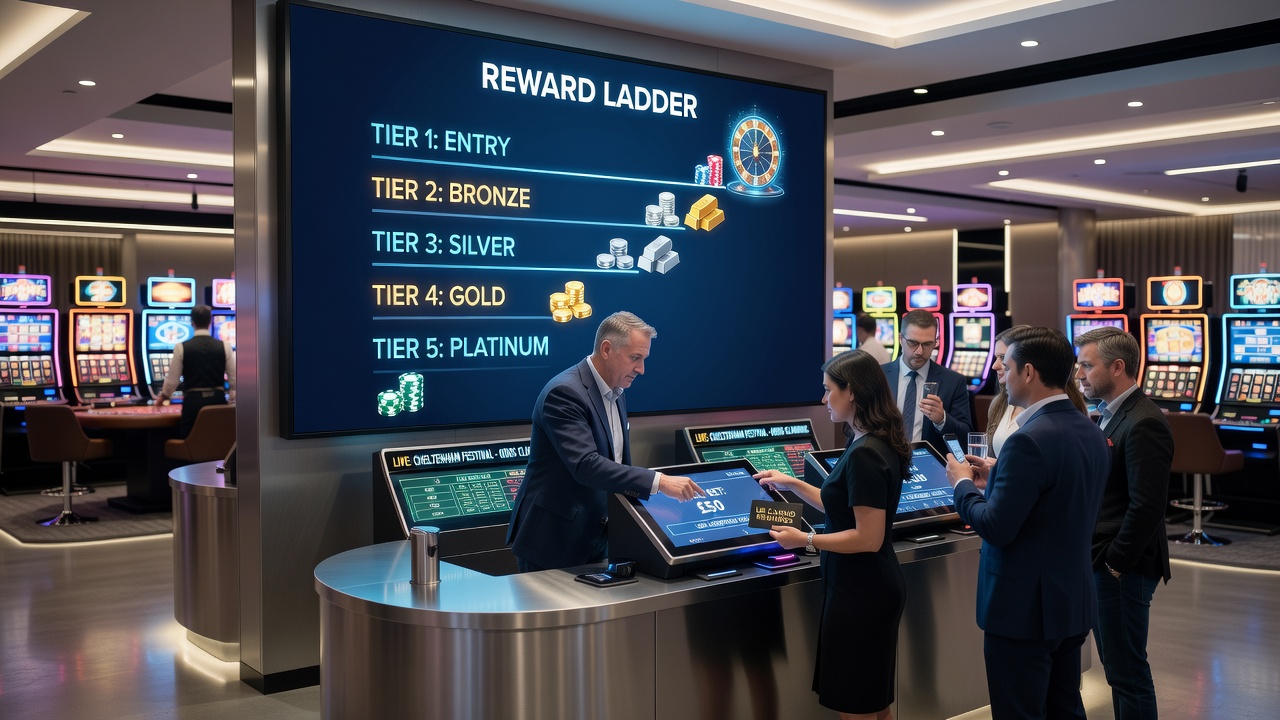 Infographic of integrated reward progression showing sports and casino activity feeding into shared loyalty tiers