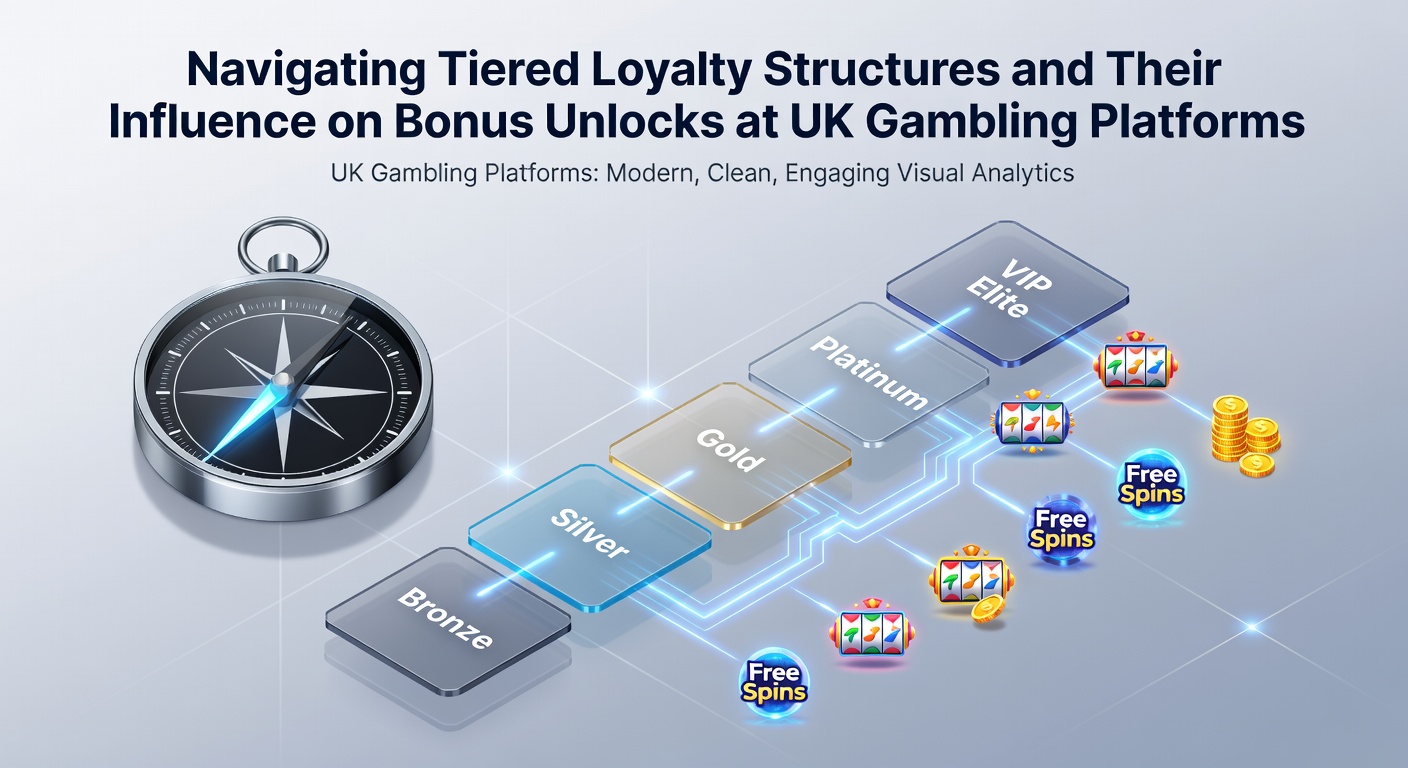 Tiered loyalty program interface showing bronze silver gold and platinum levels with bonus unlock progress bars on a UK gambling platform dashboard