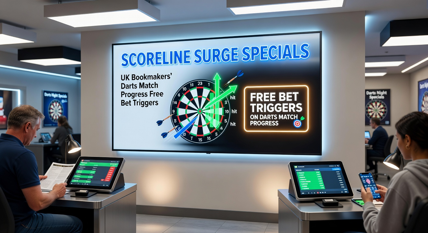 Darts players competing intensely on stage with scoreboard showing a close scoreline, highlighting the moment a surge special might trigger