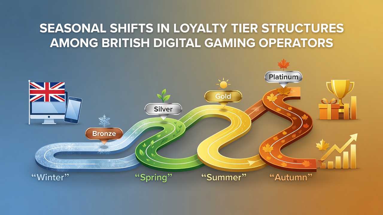 Visual representation of evolving loyalty tier structures across UK digital gaming platforms with seasonal icons