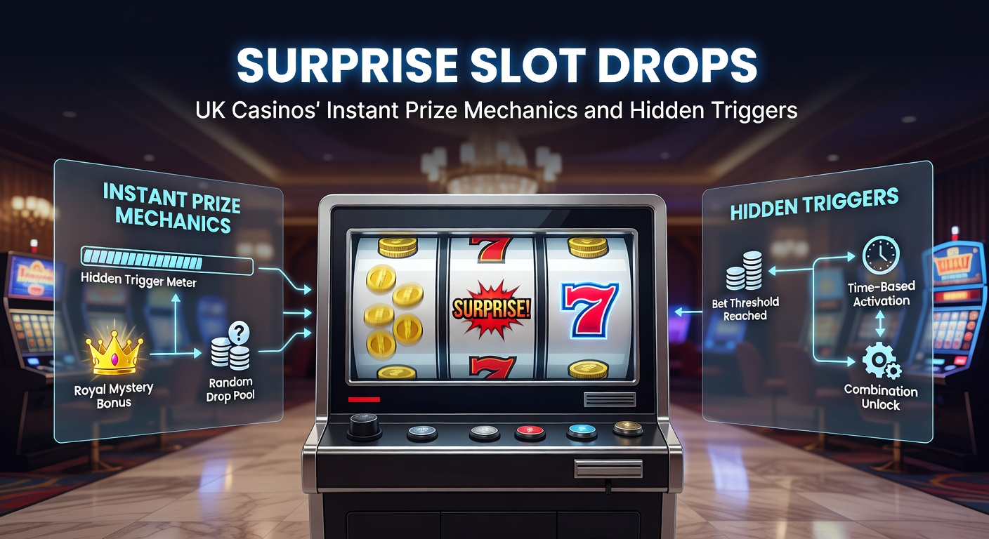 Vibrant slot machine screen displaying a surprise prize drop notification with cascading coins and bonus multipliers in a UK online casino interface