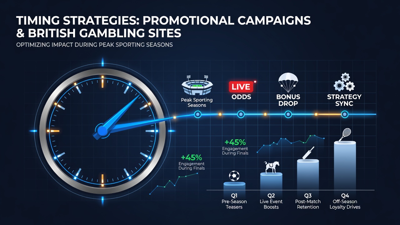 Chart displaying promotional campaign timelines aligned with major UK sports events including football leagues and tennis tournaments