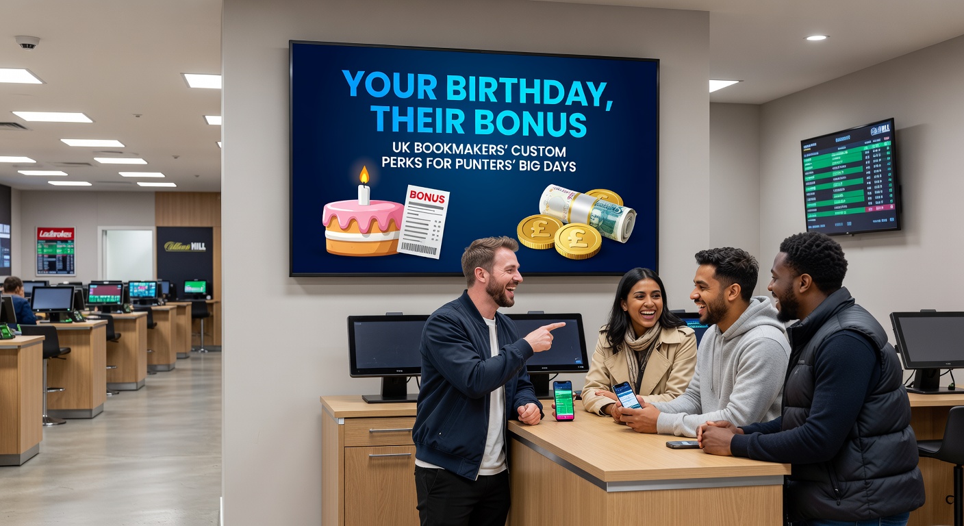 A festive birthday cake adorned with betting slips and bookmaker logos, symbolizing personalized punter rewards on special days